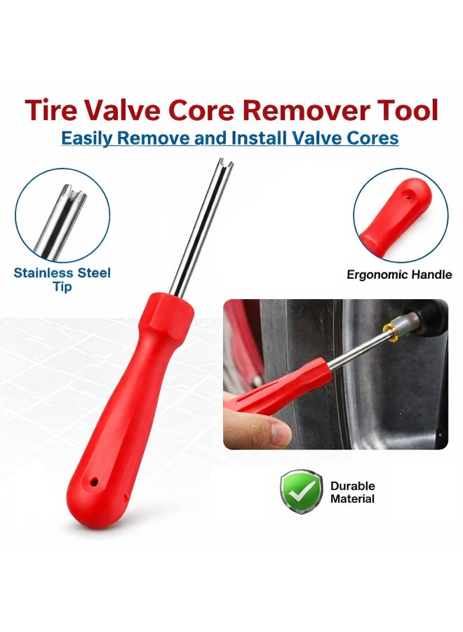 أداة إزالة قلب صمام الإطار بعمود من الفولاذ المقاوم للصدأ وطرف شريدر متشعب - أداة شديدة التحمل لإزالة وتركيب قلب صمام الإطار - مقبض مريح مانع للانزلاق لإصلاح وصيانة إطارات السيارات والدراجات النارية والشاحنات والدراجات الهوائية بدون أنابيب - Image 3